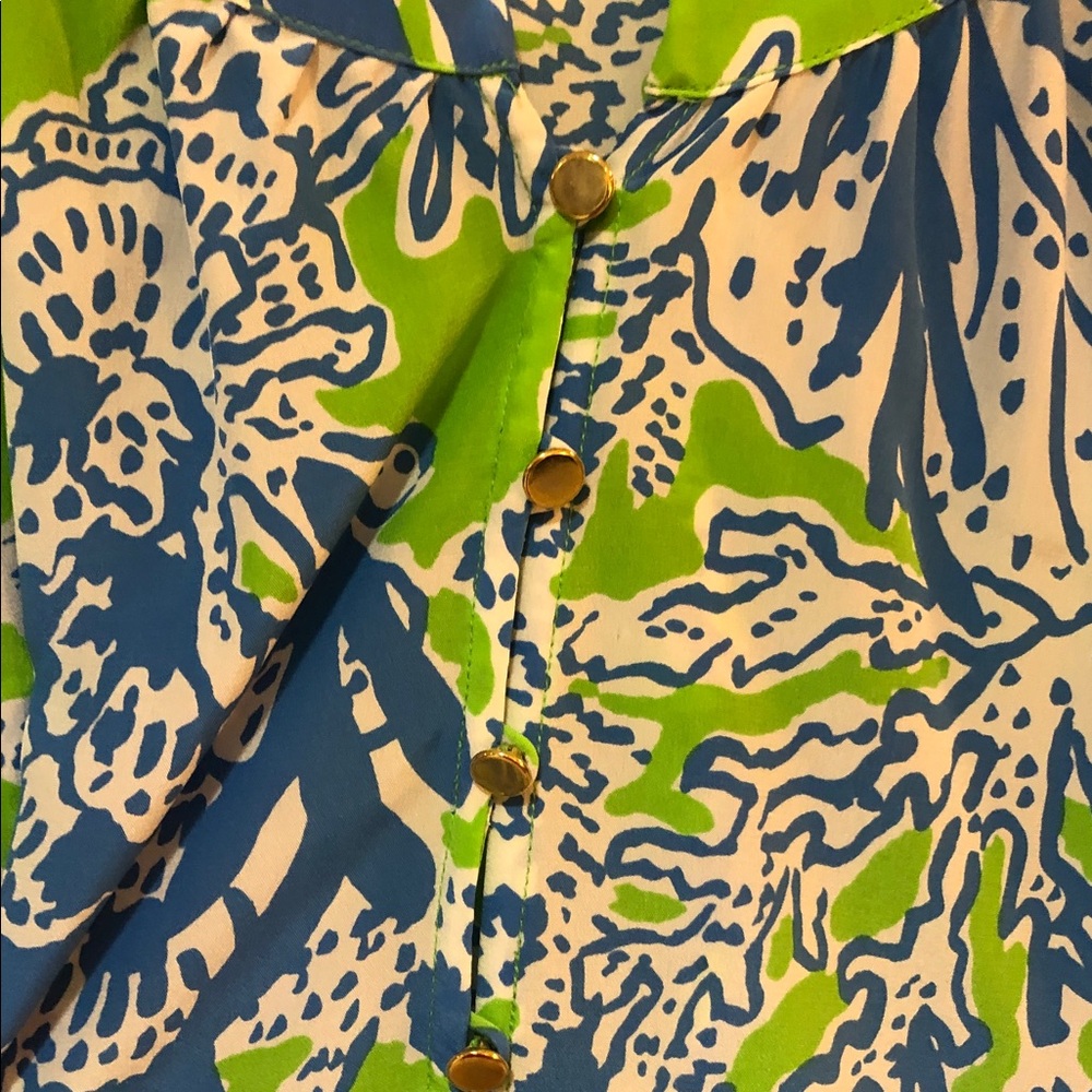 Lilly Pulitzer Vibrant Blue and Green Blouse - Picture 5 of 6